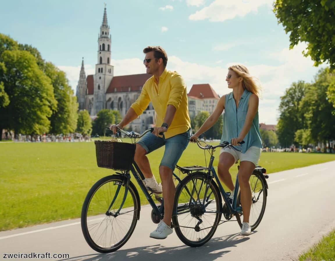 Gemeinsame Pausen an schönen Plätzen - In München als Paar mit dem Fahrrad unterwegs