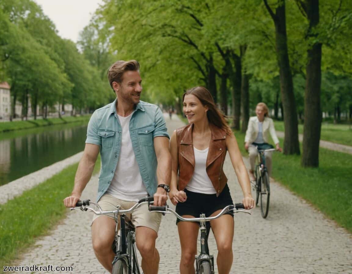 In München als Paar mit dem Fahrrad unterwegs