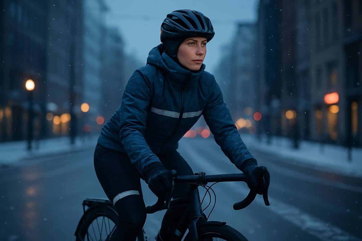 Titelbild zu Fahrradfahren im Winter – praktische Kleidungstipps für Pendler und Alltag